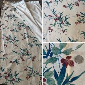 Vintage Floral Drapery Curtain Panel Screen Print Pinch Pleat 75”x80”